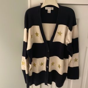 Gorgeous Jones of NY patriotic cotton sweater w embroidered stars